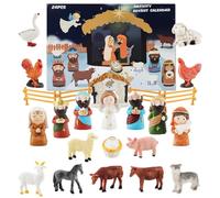 Ensemble de crèche de Noël 24 pièces pour enfants, figurine d'histoire de Noël, petite crèche, ensemble de scène de nativité, calendrier de compte à rebours de Noël