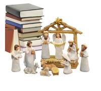 Ensemble de crèche de Noël d'intérieur - Statue de la Sainte Famille - Décoration de Noël pour la maison, salon, la cheminée, l'intérieur, les vacances, la bibliothèque