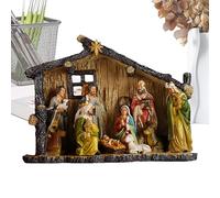 Ensemble de crèche de Noël - Sculptures de Noël de 38,1 cm - Sculptures religieuses de naissance de Jésus en résine avec mangeoire | pour cheminée de table, familles catholiques, église, maison