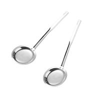 Ensemble de crépine de cuisine 2 pièces avec surfaces à, LARGE | Fabriqué en acier inoxydable 304, longues poignées avec trous d ' extrémité, outils à mailles fines pour frire