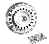 Ensemble De Crépine De Vidange D'évier - 2 Pièces Panier De Vidange en Acier Inoxydable avec Bouton Et Bouchon en Caoutchouc, Crépines D'évier De 82 Mm avec Réglage De La Hauteur, Crépine De Vidanges