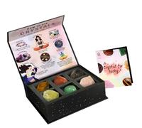 Ensemble de cristaux de 6 pièces, Lucky crystal set | Pierres précieuses dans une boîte pour les méditations et les décors de croissance spirituelle