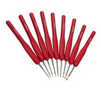 Ensemble de Crochets Coopay - 9 Pièces Rouges Classiques Avec Poche en Lin, 0,5 - 2,5 mm, Petite Taille Pour Fil de Dentelle, Ultra-Fins