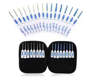 Ensemble de Crochets, Crochets Ergonomiques, Outil de Tricot, Ensemble de Crochets en Aluminium avec Poignée à Motif en Porcelaine Bleue et Blanche, Ensemble de Crochets pour