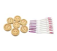 Ensemble De Crochets En Aluminium, 100 Boutons En Bois Naturel De Forme Ronde Avec 2 Trous De 20mm Et 1 Poignée En Plastique