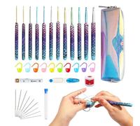 Ensemble De Crochets Ergonomiques,12 Pièces d'Accessoires pour la et le Tricot - Crochets pour Débutants,Pour la Confection de Tapis, Écharpes, Poupées, Châles, Couvertures et Tissage