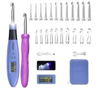 Ensemble de Crochets Ergonomiques avec LED et Compteur de Points Numérique - Kit avec 24 Aiguilles Interchangeables pour Crochet et Tricot