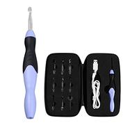 Ensemble de Crochets LED Lumineux Rechargeables par USB - 9 en 1 Têtes Interchangeables avec Accessoires - Outils de Tricot de 2,5 à 6,5 Mm avec Embouts Remplaçables