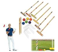 Ensemble de croquet en bois pour 4/6 joueurs avec maillets, balles et guichets, jeu traditionnel en plein air pour les familles, les adultes et les enfants, parfait pour le jardin, le parc, la plage