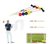 Ensemble de croquet en bois pour 4/6 joueurs avec maillets, balles et guichets, jeu traditionnel en plein air pour les familles, les adultes et les enfants, parfait pour le jardin, le parc, la plage