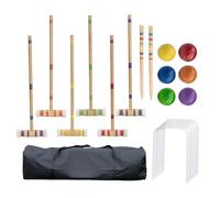 Ensemble de croquet - Équipement de pelouse en bois, cour pour 6 personnes, kit d'activités de plein air, jeu de jardin, ensemble de sport portable | Divertissement de jardin familial soutenant les pl