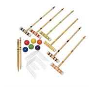 Ensemble de croquet pour 6 joueurs, jeu de pelouse d'extérieur de qualité supérieure avec maillets en bois d'hévéa et balles colorées, pour jardin, camping, jeu amusant pour adultes, adolescents et