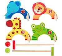 Ensemble de Croquet pour enfants, ensemble de Croquet en bois avec animaux dessin animé, ensembles amusants interactifs pour les familles, jeux éducatifs colorés, jouets pour garçons et filles