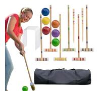 Ensemble de croquet pour six joueurs - Kit de jeu de balle portable pour 6 joueurs, balle colorée, piquets de guichet, balles colorées réutilisables, sac Oxford | Pelouse arrière-cour parc cour extéri