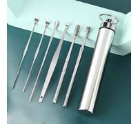 Ensemble De Cueillette D'oreille En Acier Inoxydable,Nettoyeur D'oreille,Dissolvant De Vax,Livres D'oreille,Cuillère,Protecteur D'oreille,Soins De,6 Pièces Par Ensemble - Type 6pcs With Box