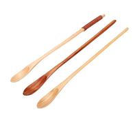 Ensemble de cuillère en bois 3 pcs de longue manche kit de cuillère de remuant de café pour mélanger le lait miel de cuisine outil de cuisine naturel matériau en bois 20 cm
