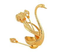 Ensemble De Cuillères À Café - 6 Pièces, Cuillères En De Zinc Avec Support Cygne | Ensemble De Cuillèress À Café En Remuant, Pour La Maison, La Cuisine, Le Bar, L'appartement, Boisson, Fruits