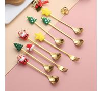 Ensemble de cuillères à café en acier inoxydable pour salle à manger de vacances, convient pour servir du café, du dessert et de la crème glacée, résistant à la rouille et passe au lave-vaisselle