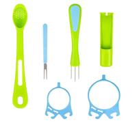Ensemble de cuillères à cornichons multifonction avec poignée antidérapante, parfait pour les cornichons, les fruits et les conserves, fourchette à cornichons, cuillère et support de pot en acier