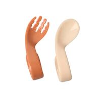 Ensemble De Cuillères À Fourchette Torsadée Pour Bébé, 2 Pièces, Cuillère D'Entraînement Pour Nourrissons, Ensembles De Vaisselle Portables Incurvés, Patchwork, Ustensiles Antidérapants De Couleur