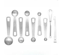 Ensemble de cuillères à mesurer à double échelle ML et pour unités TSP | L'ensemble de 9 pièces comprend un étrier, une tige mélangeuse, différentes tailles de 1/8 pour cuillère à café à 1 cuillère
