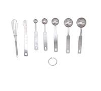 Ensemble de cuillères à mesurer en acier inoxydable, cuillères à mesurer multifonctions empilables avec niveleur, batteur à œufs pour la cuisson, la cuisine, acier inoxydable 7 en (Argent)