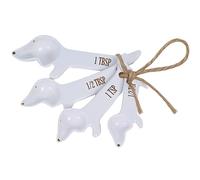 Ensemble de cuillères à mesurer en céramique blanche sur le thème du chien - Jolies cuillères à mesurer pour accessoires de pâtisserie mignons - Fournitures de pâtisserie et cadeaux de pâtisserie pour