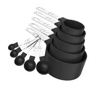 Ensemble de cuillères à mesurer polyvalentes en acier, Black | Poignée en PP robuste et matériaux en acier antirouille pour une mesure précise dans les cuisines domestiques, la