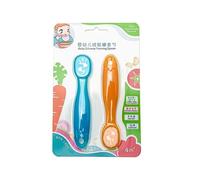 Ensemble De Cuillères D'apprentissage Pour Bébés, 2 Pièces, Antidérapantes, Ustensiles D'entraînement D'alimentation, Vaisselle, Anneau De Dentition En Silicone