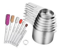 Ensemble de cuillères de cuisine en acier inoxydable avec anneaux, porte-épices, bocaux et cuillères