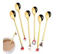 Ensemble de cuillères de Noël en acier inoxydable,ensemble de cuillères de Noël - Petite cuillère à mélanger Cuillères à café Cuillères à thé 6 pièces - Cuillères à couverts de qualité alimentaire, en