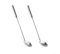 Ensemble de cuillères de service en acier inoxydable 304 massif et louche fendue à long manche pour buffet Argenté 42 cm