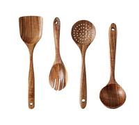 Ensemble de cuillères en bois naturel, 33 x 7,5 cm, grande cuillère à soupe, spatule antiadhésive, longs manches pour la cuisine à la maison, ustensiles sûrs et respectueux de l'environnement