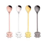 Ensemble de Cuillères en Vrac 4pcs cuillères de la conception de vache multiples de la vachette délicate cuillère de dessert court poignée courte cuillère en acier inoxydable créatif et exquis Cuillèr