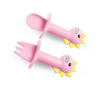 Ensemble De Cuillères Et Fourchettes Pour Bébé, Cuillère À Manche Court, Ustensiles En Silicone Souple, Jouet De Dentition, Couverts D'Alimentation, Cuillère Dinosaure, Vaisselle