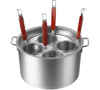 Ensemble de cuiseur à légumes et à pâtes, marmite et paniers-filtres en acier inoxydable, marmite à pâtes avec paniers-filtres for cuire plusieurs portions à la fois(4Holes)