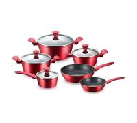 Ensemble De Cuisine 10 Pièces Induction Rouge Métallique Royalty Line Rlfd10m-Red
