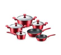 Ensemble De Cuisine 10 Pièces Induction Rouge Métallique Royalty Line Rlfd10m-Red