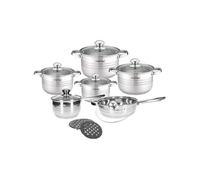 Ensemble de Cuisine 4 Marmites/1 Sauteuse/1 Casserole et 2 Supports de Marmite Cheffinger Argent
