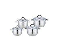 Ensemble de Cuisine 8 pcs 4 Marmites avec Couvercles Tous Feux Induction Argent