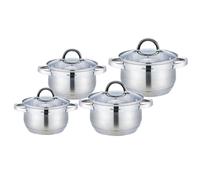 Ensemble de Cuisine 8 pcs 4 Marmites avec Couvercles Tous Feux Induction Cheffinger Argent Argent