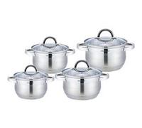 Ensemble de Cuisine 8 pcs 4 Marmites avec Couvercles Tous Feux Induction Argent