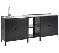 Ensemble de Cuisine Acier Inoxydable Armoires 1 Ilot Evier Levier Noir Vilama