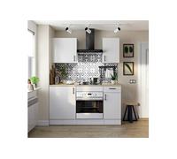 PEGANE Ensemble de Cuisine avec 5 éléments Coloris Blanc Brillant/chêne Canadien