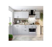 PEGANE Ensemble de Cuisine avec 7 éléments Coloris Blanc Brillant/chêne Canadien