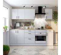 Ensemble de cuisine avec 7 éléments coloris blanc brillant/chêne canadien - PEGANE - Blanc