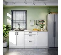 Ensemble de cuisine composé de 3 éléments coloris blanc brillant/chêne canadien - PEGANE - Blanc