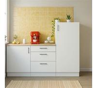 Ensemble de cuisine composé de 3 modules coloris blanc brillant/chêne canadien - PEGANE - Blanc