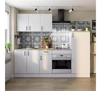 Ensemble de cuisine de 6 éléments coloris blanc brillant/chêne canadien - PEGANE - Blanc