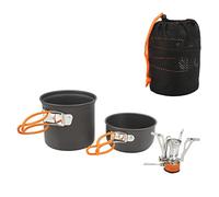 Ensemble de cuisine de camping, ensemble de casseroles de camping portable avec cuisinière haute efficacité de 3000 W, casseroles en aluminium de qualité alimentaire pour le backpa (Poignée orange)